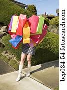 אישה, להביא, הרבה, שקיות של קניות