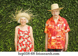 retrato, de, par velho