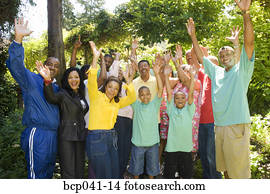 Portrait of family rejoicing