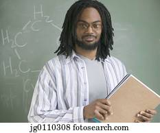 retrato, de, um, jovem, professor masculino