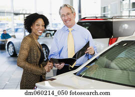 mulher, comprando, um, car