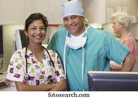 Indian male surgeon and Indian female nurse, Bethesda, Maryland, United States