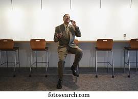 afrikanischer amerikaner, geschäftsmann, unterhaltung zelle telefon