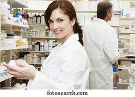 femininas, e, macho, farmacêuticos, em, farmácia