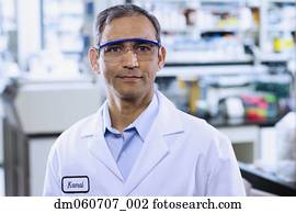 Indian male scientist with protective eyewear