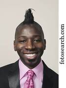 African businessman with mohawk hairstyle
