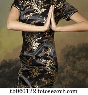 Asian woman wearing traditional dress