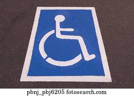 Handicapped symbol painted on pavement