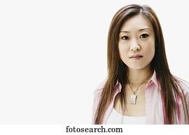 Portrait of Asian woman with long hair