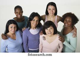 grupo, de, multi-étnico, mulheres