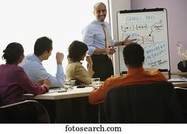 multi-étnico, businesspeople, tendo, reunião