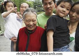 Portrait of multi-generational Asian family