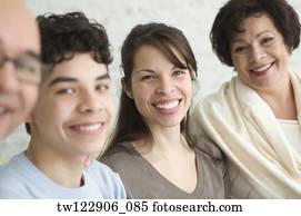 retrato, de, familia hispana