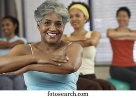 Multi-ethnic women in exercise class