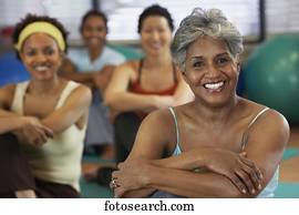 Multi-ethnic women in exercise class