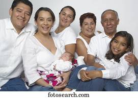 Portrait of multi-generational Hispanic family