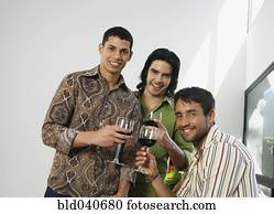 South American men drinking wine