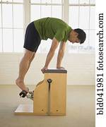 asian tripulam, esticar, ligado, exercite equipamento