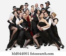 Multi-ethnic people posing in tango outfits
