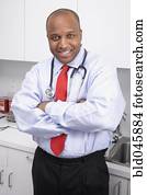 African American male medical professional wearing stethoscope