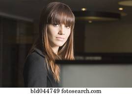 Portrait of woman with long hair