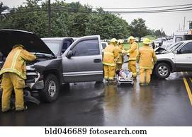 Firefighters at accident scene