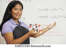 hispânico, teenaged, menina, em, classe ciência