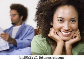 אישה אפריקנית, עם, בעל, ב, רקע