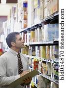 hispânico, mercearia, gerente, escrita, ligado, área de transferência