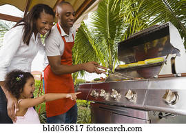 African family barbecuing