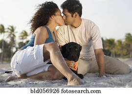 Hispanic couple kissing
