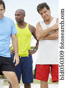 Multi-ethnic men in athletic gear