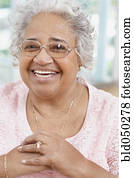 Senior African American woman wearing eyeglasses