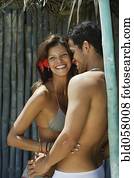 Hispanic couple laughing