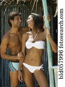 Hispanic couple laughing