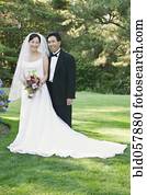 Portrait of Asian newlyweds