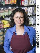 hispânico, escrevente vendas, em, loja de ferragens