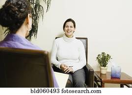 mulher hispânica, em, terapia, sessão