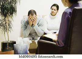 Multi-ethnic couple at therapy session