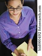 raça misturada, femininas, psiquiatra, segurando, notepad