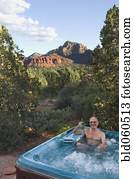 Senior man in hot tub