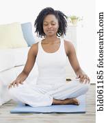 African woman meditating