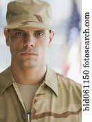 Portrait of Hispanic male soldier