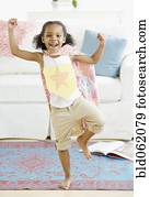 raça misturada, menina, fingir, para, ser, superhero