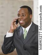 afrikanisch, geschäftsmann, unterhaltung zelle telefon