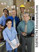 Co-workers in shipping office