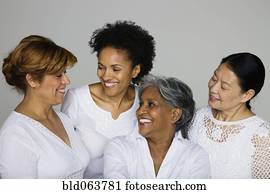 Multi-ethnic friends smiling