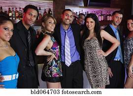 Group of multi-ethnic people enjoying nightclub