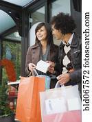 par, com, mercadoria, e, bolsas para compras