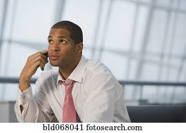 afrikanisch, geschäftsmann, unterhaltung zelle telefon